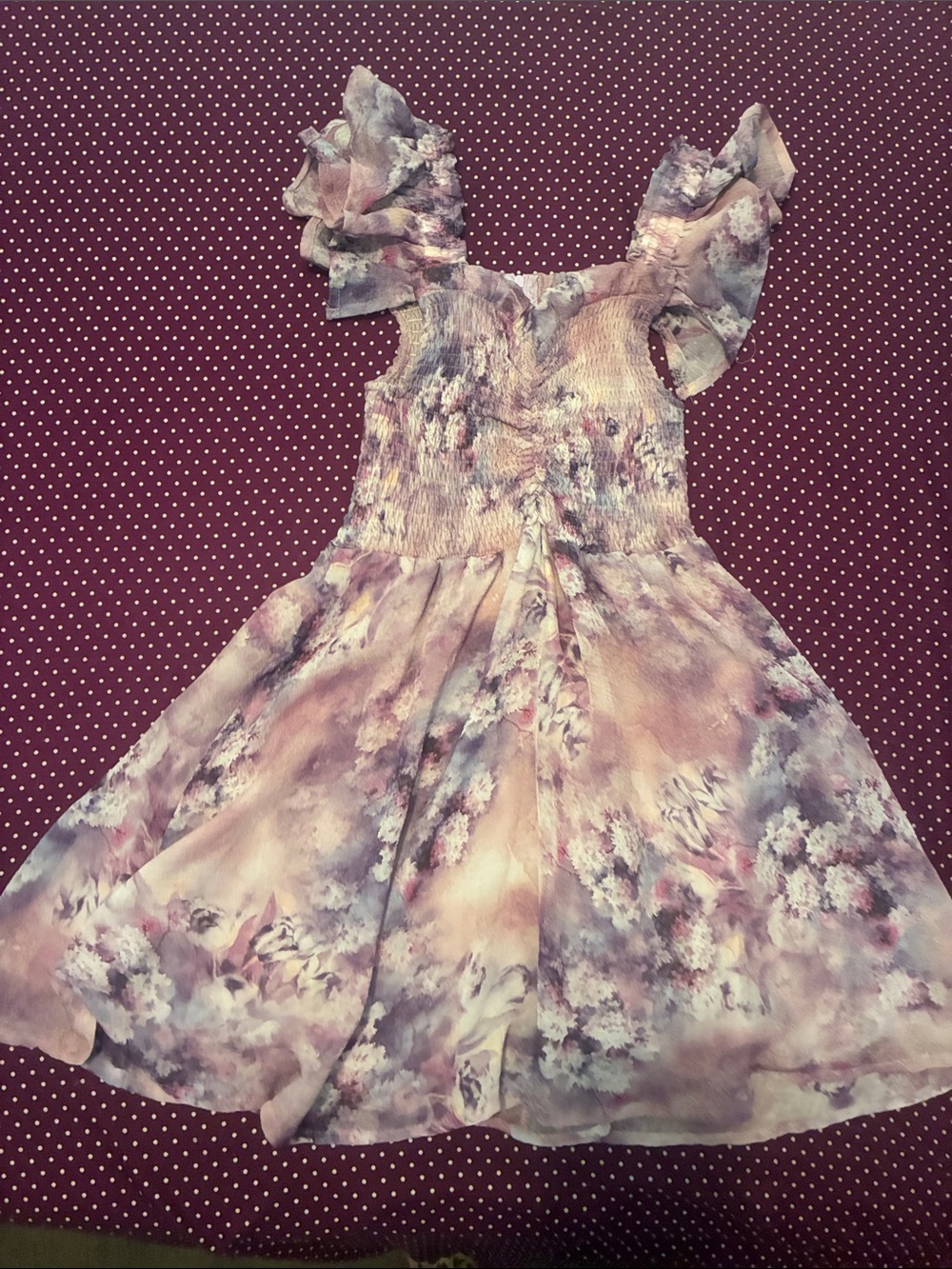 Girls size 12 floral purple chiffon dress
